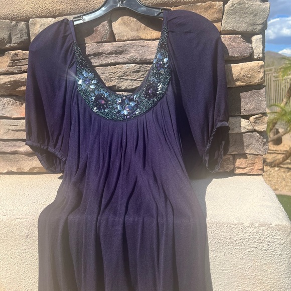 Hannah Jo purple sequence blouse size small - Picture 9 of 17